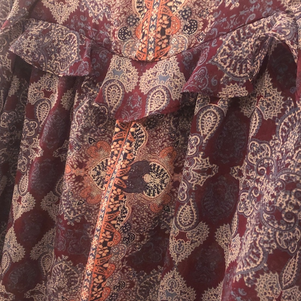 Bohemian Paisley Print blouse long sleeves
